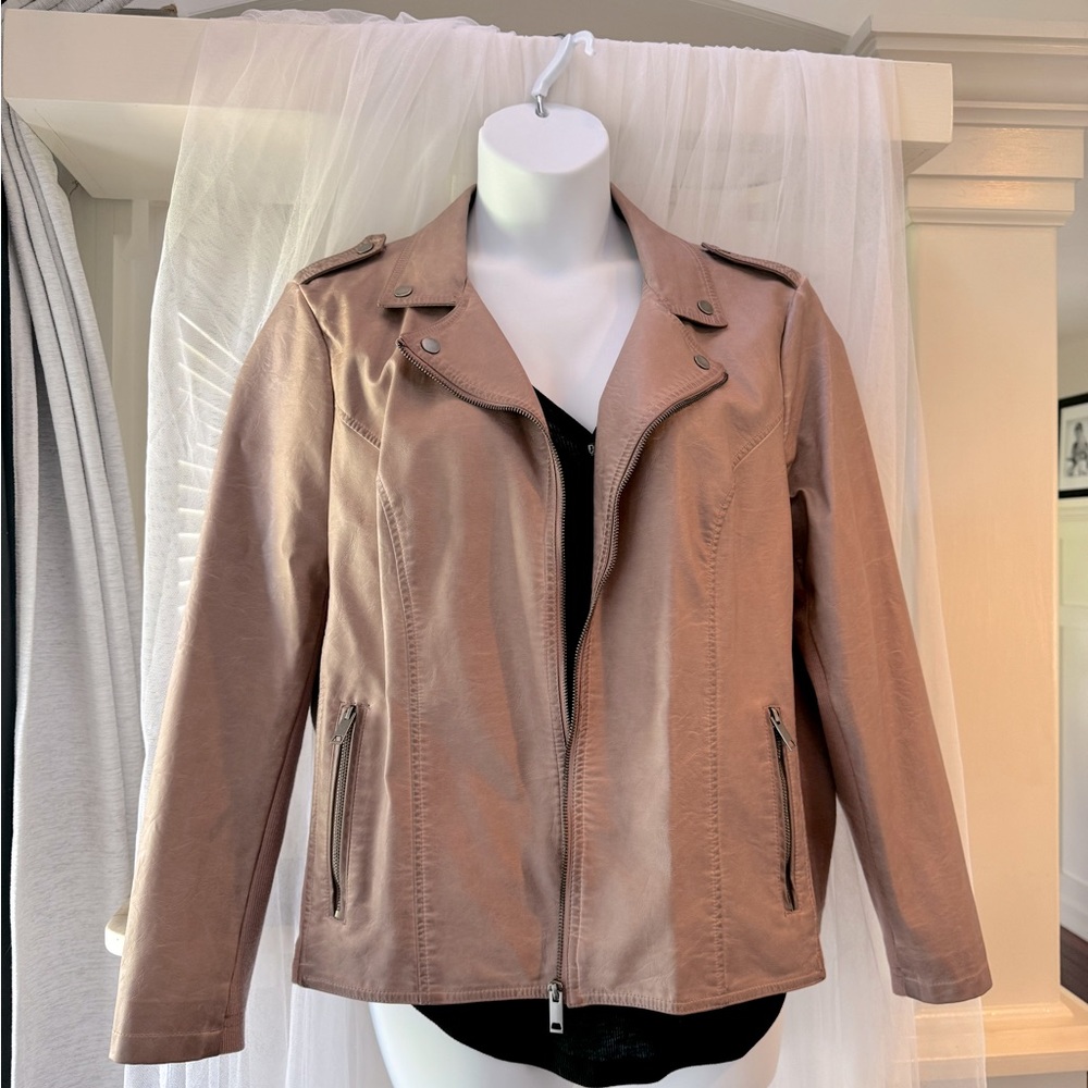 Dusty Pink Faux Leather Jacket
